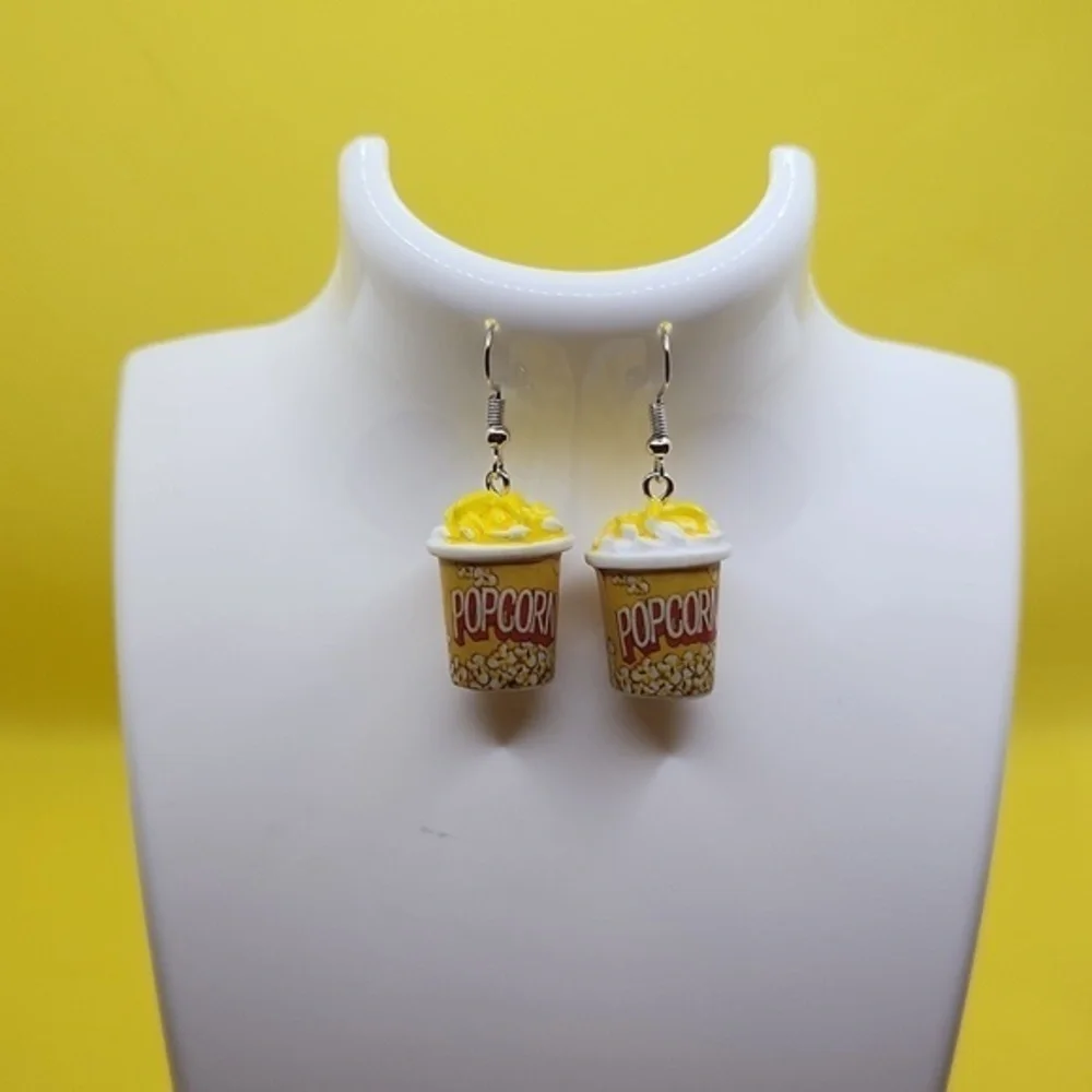 Creative Womens Popcorn‎ Bucket Dangle Earrings NWT
